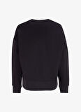 Siyah Kadın Bisiklet Yaka Crop Baskılı Sweatshirt D4WL-SWT3092