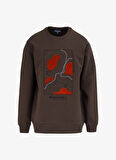 Haki Erkek Bisiklet Yaka Relaxed Fit Nakışlı Sweatshirt D4WM-SWT3327
