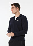 Lacivert Erkek Fermuarlı Yaka Relaxed Fit Sweatshirt D4WM-SWT3930