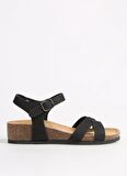 Più Natura Siyah Kadın Deri Sandalet 12 FREGENE