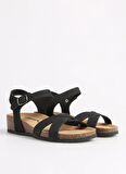 Più Natura Siyah Kadın Deri Sandalet 12 FREGENE