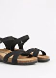 Più Natura Siyah Kadın Deri Sandalet 12 FREGENE