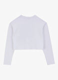 Ekru Kız Çocuk Bisiklet Yaka Oversize Pullu Uzun Kollu T-Shirt J4WG-TST7566