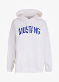 Mustang Kapüşon Yaka Baskılı Ekru Kadın Sweatshırt M4WL-SWT-1890