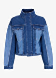 Mustang Mavi Kadın Rahat Kalıp Blok Denim Ceket M4WL-CKT-1080