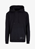 People By Fabrika Siyah Erkek Kapüşon Relaxed Baskılı Sweatshirt PBF4WM-SWT 5012