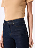Fabrika Normal Bel Geniş Paça Flare Koyu İndigo Kadın Denim Pantolon F4SL-PNT0094