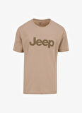 Jeep Bisiklet Yaka Baskılı Bej Erkek T-Shirt C4SM-TST4511