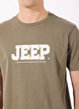 Jeep Bisiklet Yaka Baskılı Haki Erkek T-Shirt J5SM-TST7339