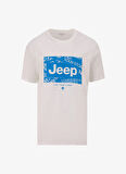 Jeep Bisiklet Yaka Baskılı Beyaz Erkek T-Shirt J5SM-TST7292
