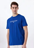 Jeep Bisiklet Yaka Baskılı Saks Erkek T-Shirt J5SM-TST7328