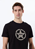 Jeep Bisiklet Yaka Baskılı Siyah Erkek T-Shirt J5SM-TST7378