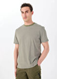 Jeep Bisiklet Yaka Çizgili Haki Erkek T-Shirt J5SM-TST7379