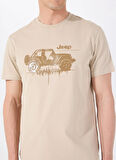 Jeep Bisiklet Yaka Baskılı Deve Tüyü Erkek T-Shirt J5SM-TST7385
