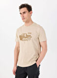 Jeep Bisiklet Yaka Baskılı Deve Tüyü Erkek T-Shirt J5SM-TST7385