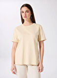 Bej Kadın Relaxed Taşlı T-Shirt FC5SL-TST0217