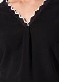 Fabrika Comfort V Yaka Baskılı Siyah Kadın T-Shirt FC5SL-TST0213