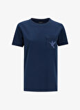 Fabrika Bisiklet Yaka Nakışlı Lacivert Kadın T-Shirt F5SL-TST0086