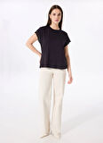 Siyah Kadın Bisiklet Yaka Loose Fit T-Shirt F5SL-TST0087