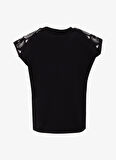 Fabrika Comfort Bisiklet Yaka Nakışlı Siyah Kadın T-Shirt FC5SL-TST0122