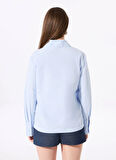Fabrika Basic Gömlek Yaka Düz Mavi Kadın Gömlek F5SL-GML0411