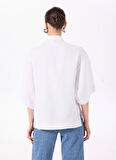Beyaz Kadın Loose Fit Gömlek F5SL-GML0063
