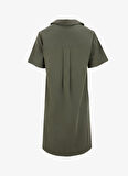 Fabrika Comfort Gömlek Yaka Düz Haki Kısa Kadın Elbise FC5SL-ELB0265