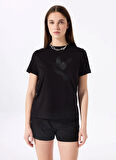 Fabrika Bisiklet Yaka Baskılı Siyah Kadın T-Shirt F5SL-TST0379