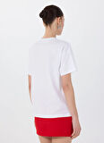 Fabrika Bisiklet Yaka Baskılı Beyaz Kadın T-Shirt F5SL-TST0426