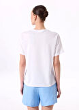 Fabrika Bisiklet Yaka Baskılı Beyaz Kadın T-Shirt F5SL-TST0468