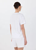 Fabrika Bisiklet Yaka Baskılı Beyaz Kadın T-Shirt F5SL-TST0437