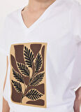 Beyaz Kadın Basic Baskılı T-Shirt F5SL-TST0454