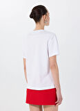 Fabrika Bisiklet Yaka Baskılı Beyaz Kadın T-Shirt F5SL-TST0467