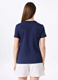 Fabrika Bisiklet Yaka Baskılı Lacivert Kadın T-Shirt F5SL-TST0451