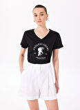 Siyah Kadın Basic Baskılı T-Shirt F5SL-TST0431