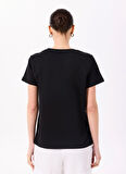 Siyah Kadın Basic Baskılı T-Shirt F5SL-TST0431