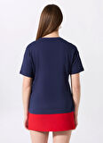 Fabrika Bisiklet Yaka Baskılı Lacivert Kadın T-Shirt F5SL-TST0436