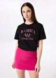 Fabrika Bisiklet Yaka Baskılı Siyah Kadın T-Shirt F5SL-TST0459
