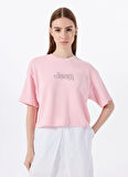 Jeep Bisiklet Yaka Baskılı Pembe Kadın T-Shirt J5SL-TST7020
