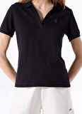 Siyah Kadın Relaxed Düz Polo T-Shirt J5SL-TST7070