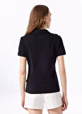 Siyah Kadın Relaxed Düz Polo T-Shirt J5SL-TST7070