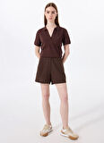 Kahve Kadın Relaxed Polo T-Shirt J5SL-TST7070