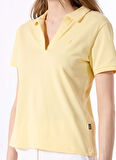 Sarı Kadın Relaxed Düz Polo T-Shirt J5SL-TST7070