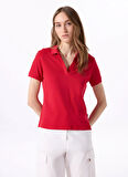 Kırmızı Kadın Relaxed Düz Polo T-Shirt J5SL-TST7070