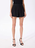 Fabrika Standart Bel Relaxed Siyah Kadın Şort F5SL-SHT0316