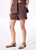 Fabrika Standart Bel Relaxed Kahve Kadın Şort F5SL-SHT0369