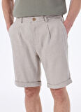 Fabrika Normal Bel Basic Bej Erkek Bermuda Şort F5SM-SHT 2752