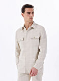 Vizon Erkek Regular Fit Kareli %100 Keten Ceket FC5SM-CKT 2561