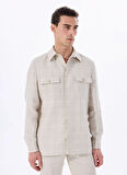 Vizon Erkek Regular Fit Kareli %100 Keten Ceket FC5SM-CKT 2561