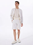 Fabrika Slim Fit Ekru Erkek Çizgili Ceket F5SM-CKT 2425